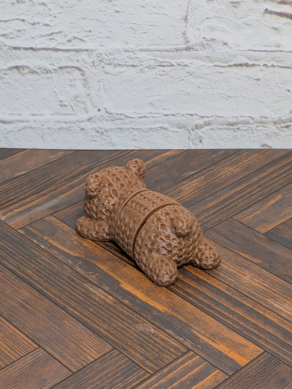 Faux Crochet Bear Fidget Toy 3D Printed Knit Texture Articulated Desk Pet