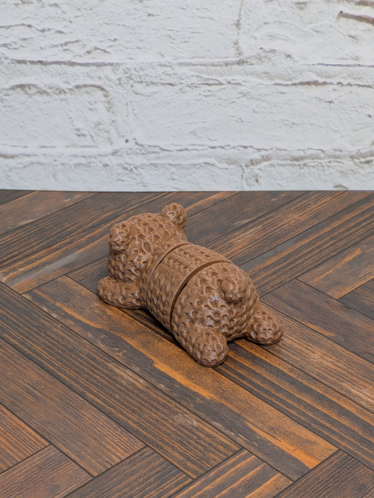 Faux Crochet Bear Fidget Toy 3D Printed Knit Texture Articulated Desk Pet