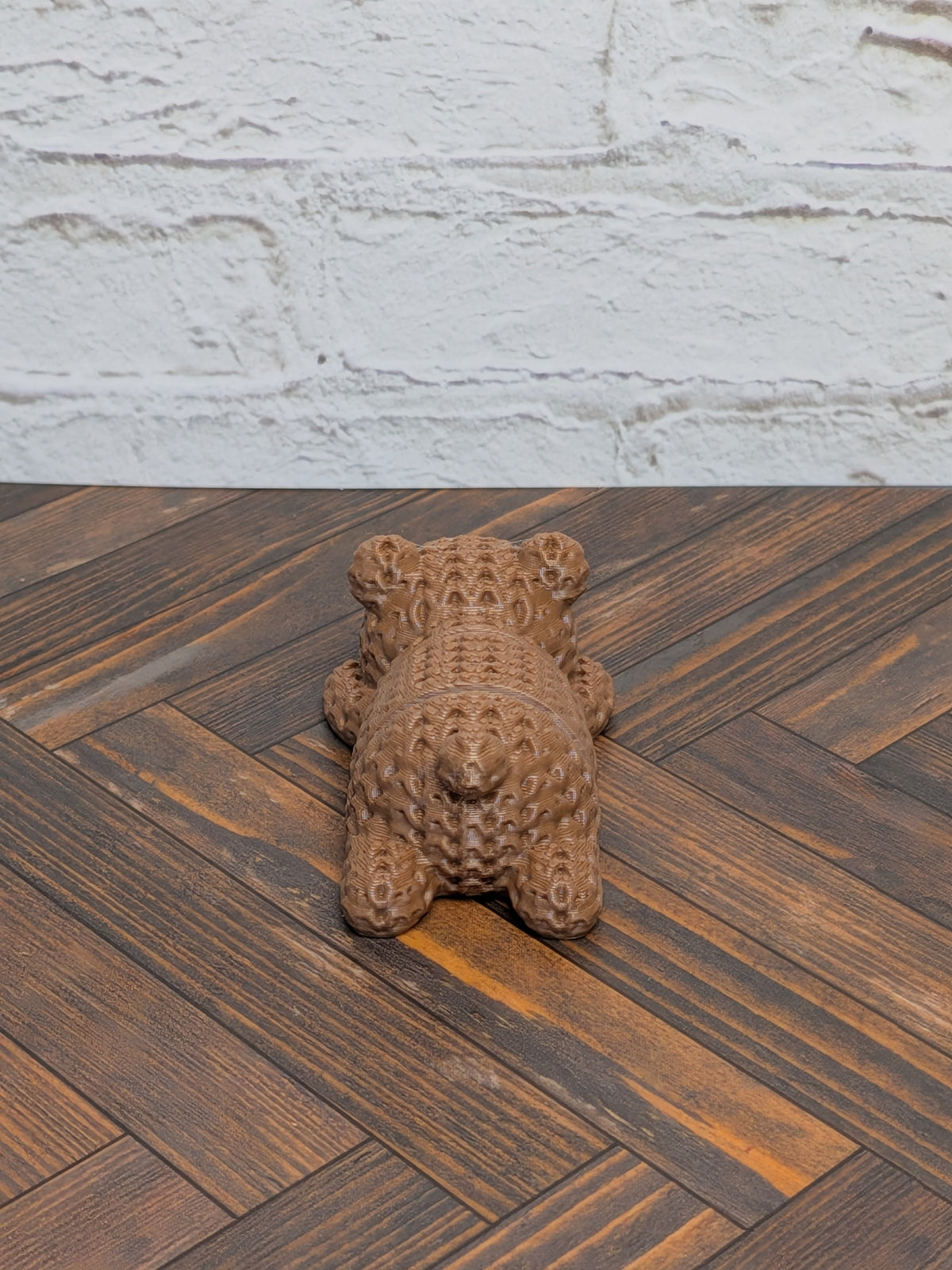 Faux Crochet Bear Fidget Toy 3D Printed Knit Texture Articulated Desk Pet