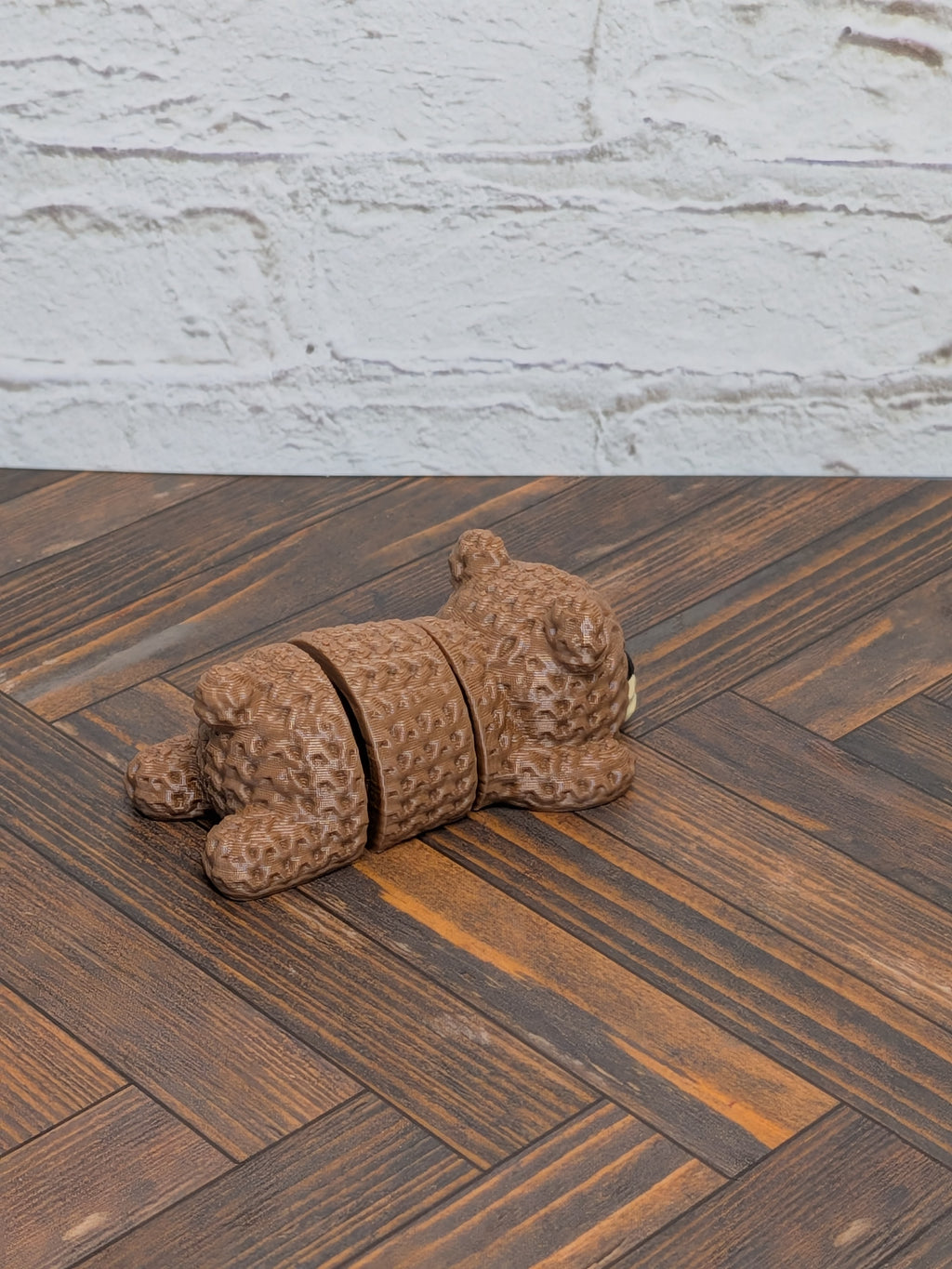 Faux Crochet Bear Fidget Toy 3D Printed Knit Texture Articulated Desk Pet
