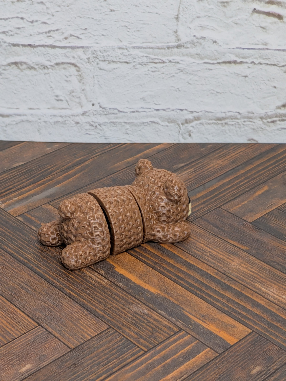 Faux Crochet Bear Fidget Toy 3D Printed Knit Texture Articulated Desk Pet