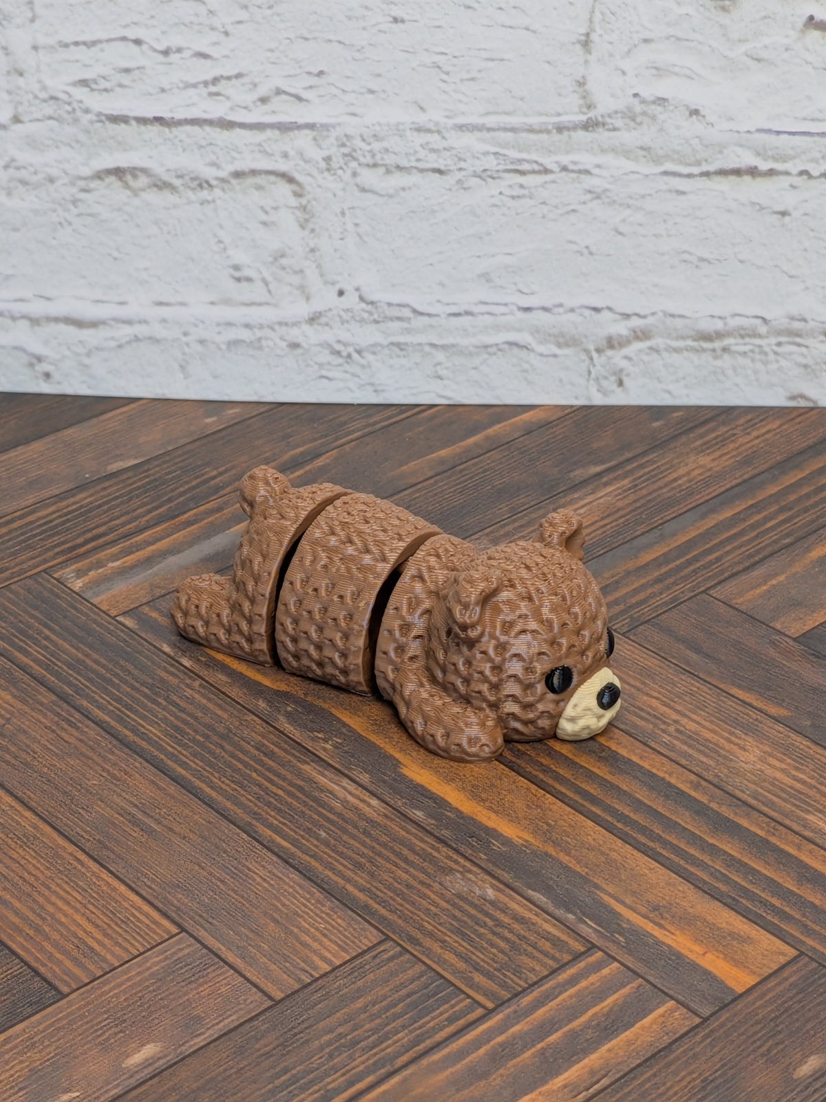 Faux Crochet Bear Fidget Toy 3D Printed Knit Texture Articulated Desk Pet