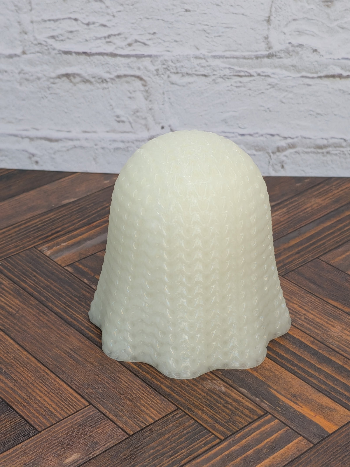 Faux Crochet Glow Ghost Figurine 3D Printed UV Reactive Knit Desk Decor