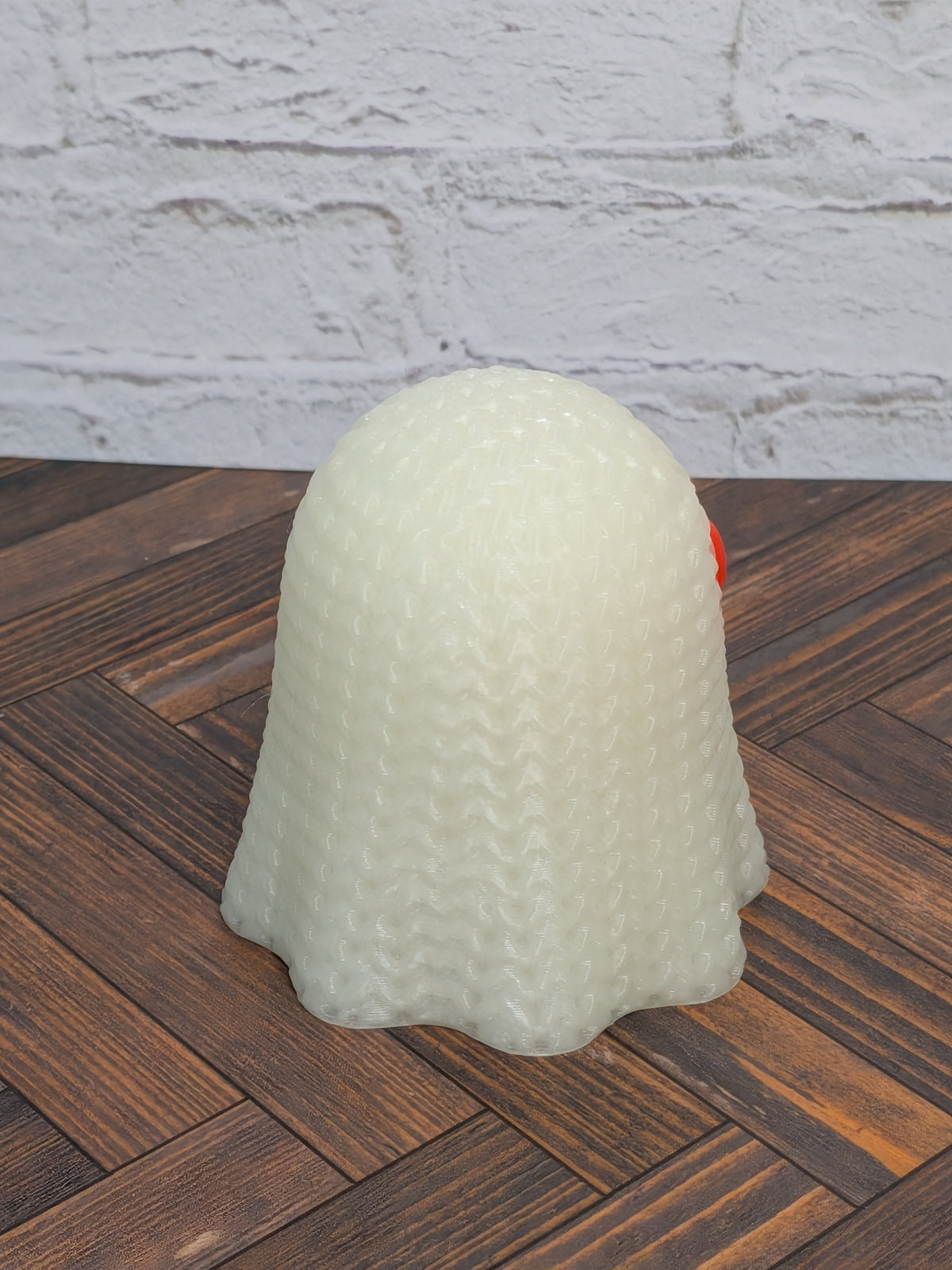 Faux Crochet Glow Ghost Figurine 3D Printed UV Reactive Knit Desk Decor