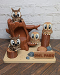 Owl Park Diorama Playset 3D Printed Desk Decor Includes 4 Articulated Owls