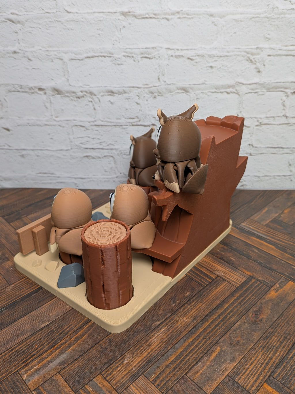Owl Park Diorama Playset 3D Printed Desk Decor Includes 4 Articulated Owls