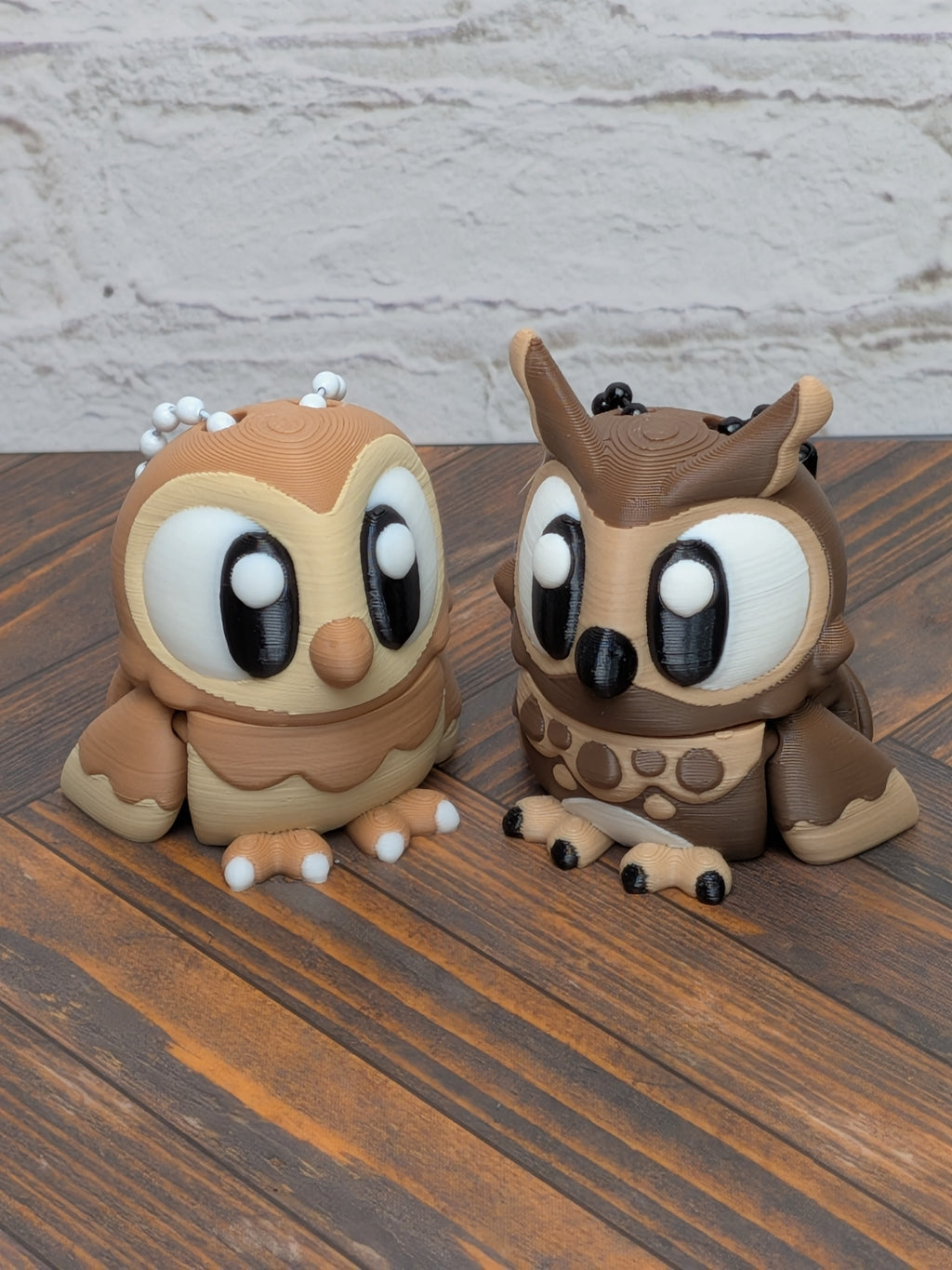 Articulated Owl Keychain Buddy 3D Printed Moveable Wings & Swivel Head Desk Toy