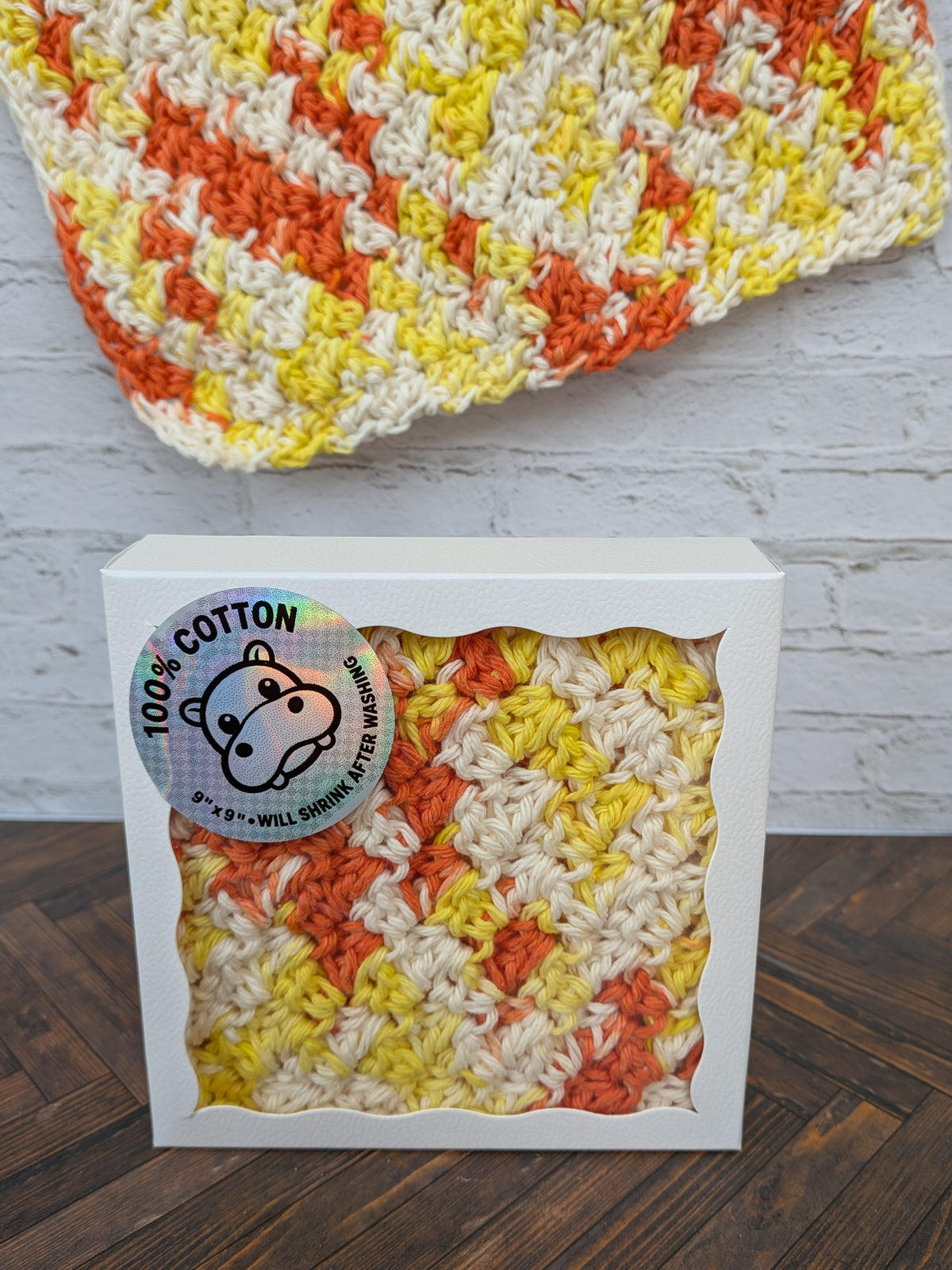 Large Hand Crochet 100% Cotton Washcloth 9x9 Dishcloth Kitchen Bath Eco Friendly Gift Box