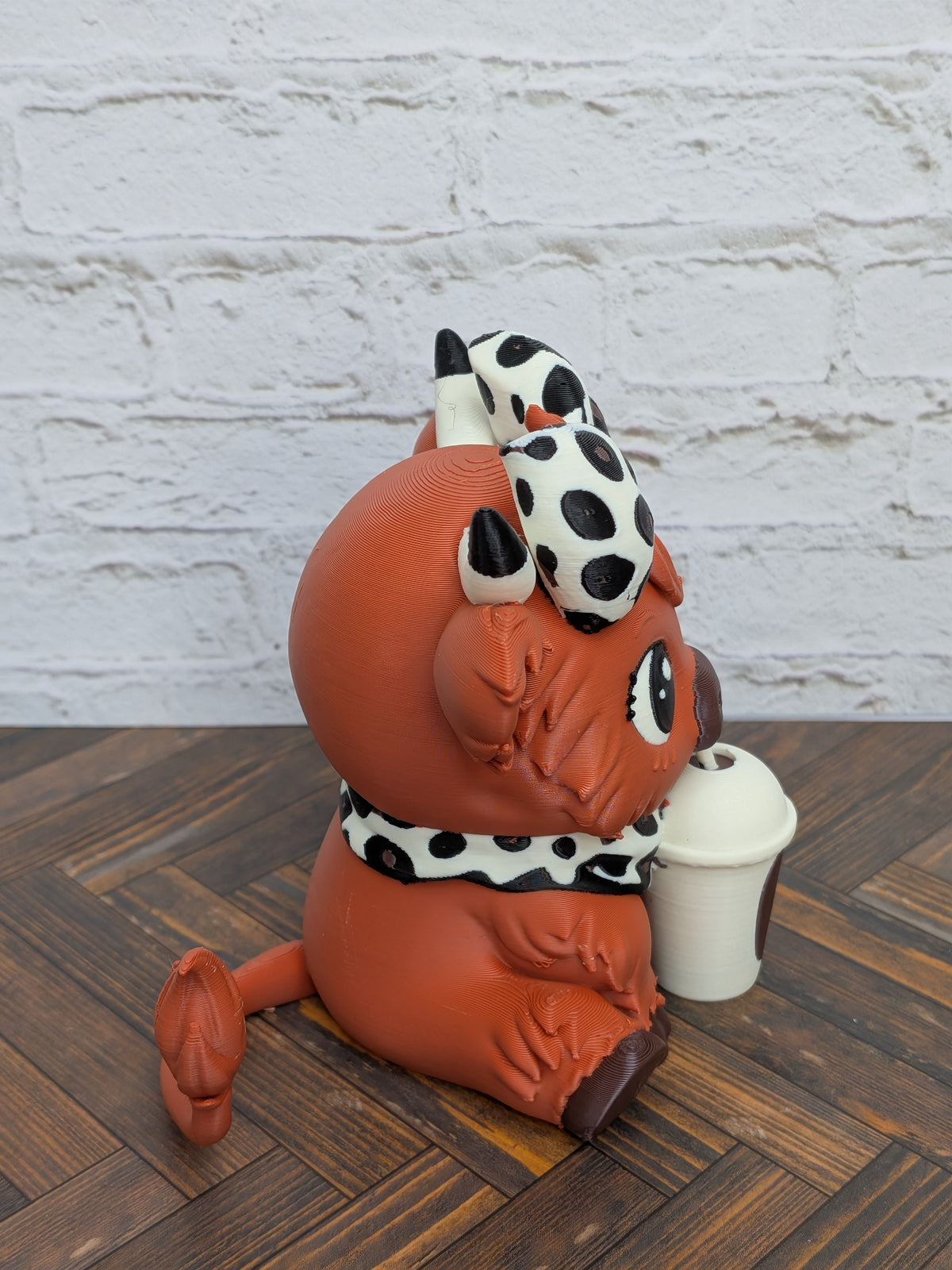 Udderly Spiced Highland Cow Figurines 4" 3D Printed Pumpkin Spice Iced Latte Mug Fall Decor