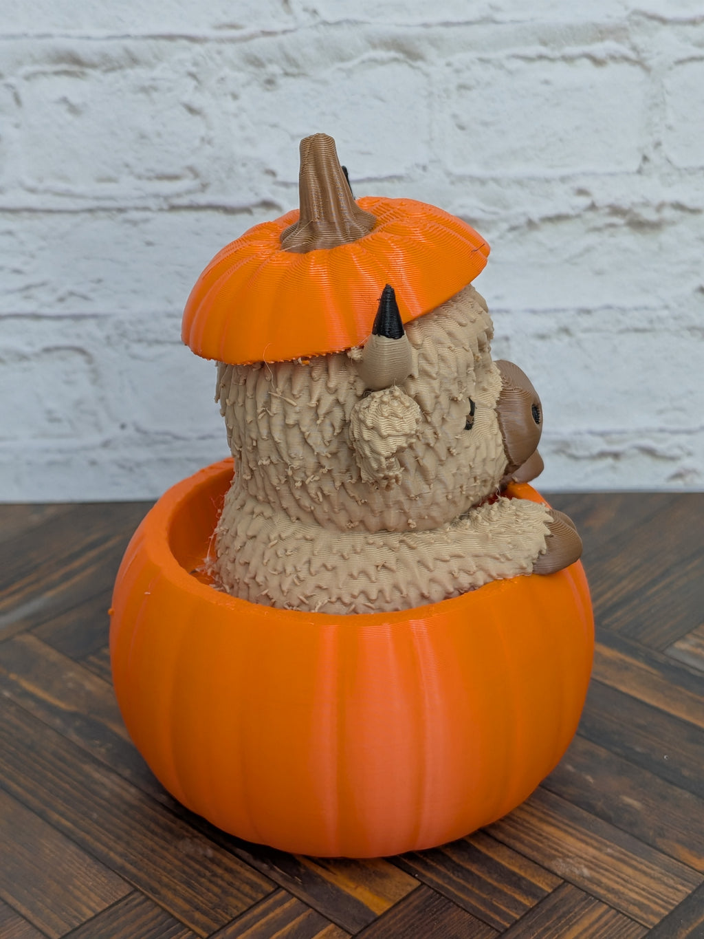 4" Highland Cow in Pumpkin Figurine 3D Printed Fall Desk Pet Autumn Tiered Tray Decor