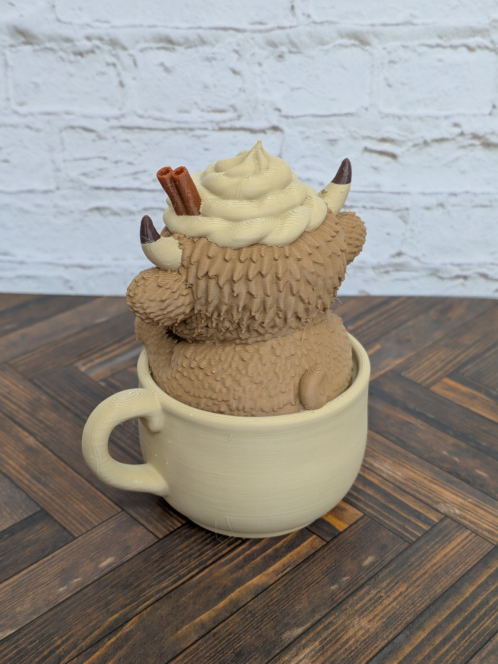 Udderly Spiced Highland Cow Figurines 4" 3D Printed Pumpkin Spice Iced Latte Mug Fall Decor