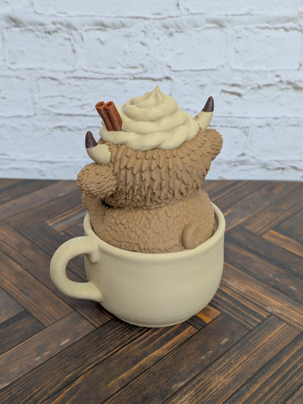 Udderly Spiced Highland Cow Figurines 4" 3D Printed Pumpkin Spice Iced Latte Mug Fall Decor