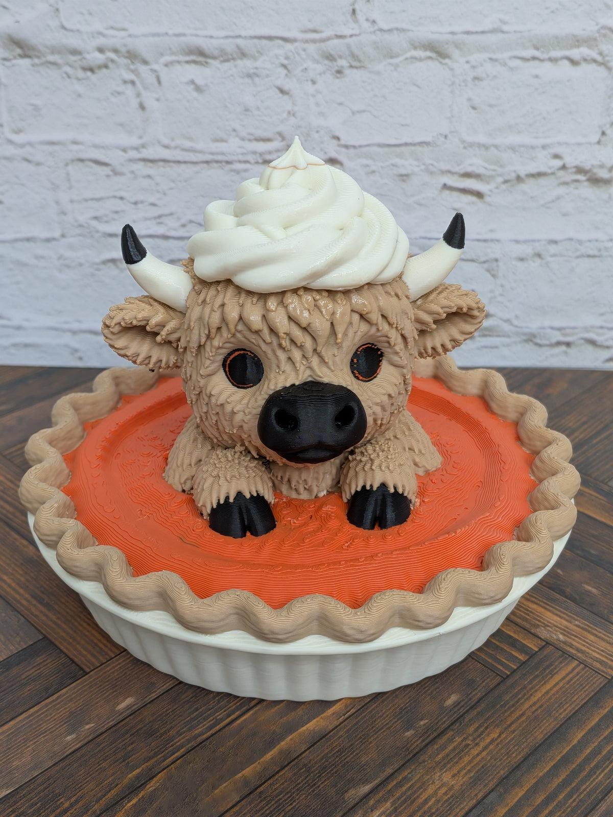 Udderly Thankful Highland Cow Figurines 3D Printed Thanksgiving Turkey & Pumpkin Pie Fall Decor