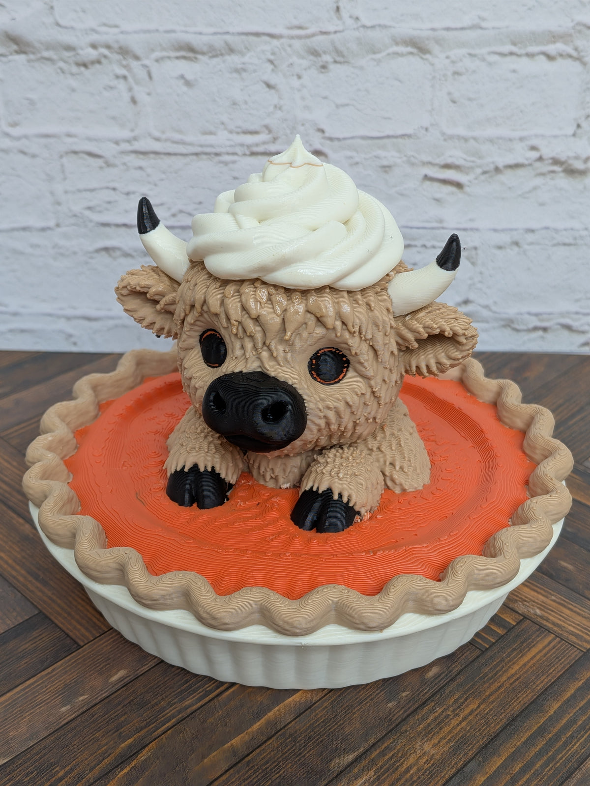 Udderly Thankful Highland Cow Figurines 3D Printed Thanksgiving Turkey & Pumpkin Pie Fall Decor