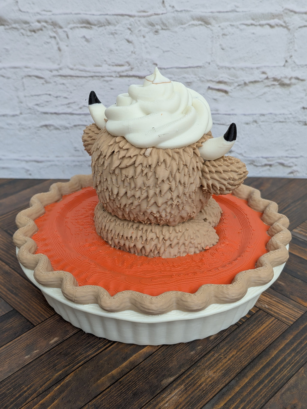 Udderly Thankful Highland Cow Figurines 3D Printed Thanksgiving Turkey & Pumpkin Pie Fall Decor
