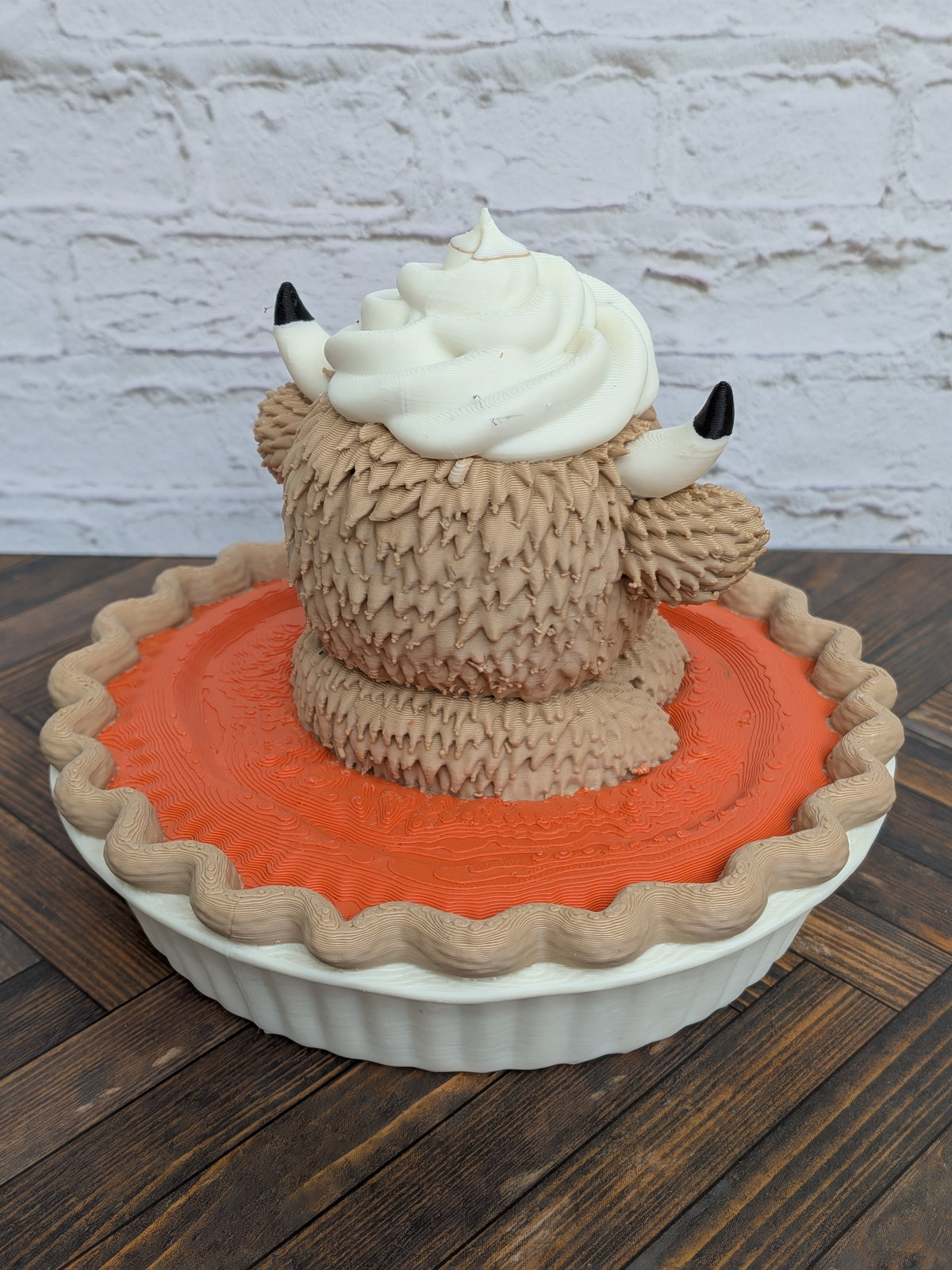 Udderly Thankful Highland Cow Figurines 3D Printed Thanksgiving Turkey & Pumpkin Pie Fall Decor