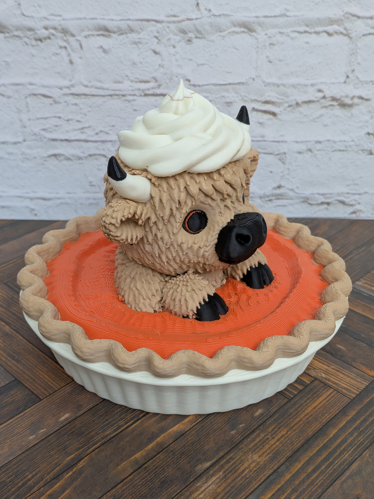 Udderly Thankful Highland Cow Figurines 3D Printed Thanksgiving Turkey & Pumpkin Pie Fall Decor