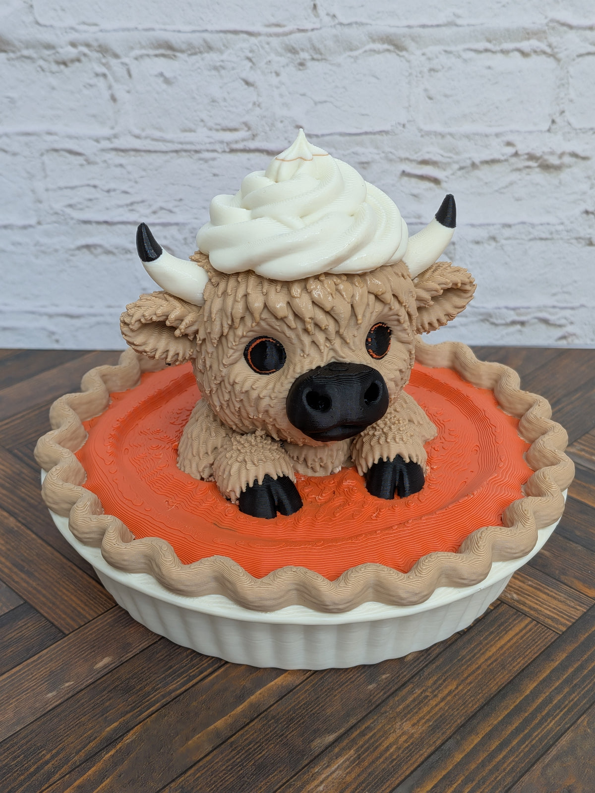 Udderly Thankful Highland Cow Figurines 3D Printed Thanksgiving Turkey & Pumpkin Pie Fall Decor