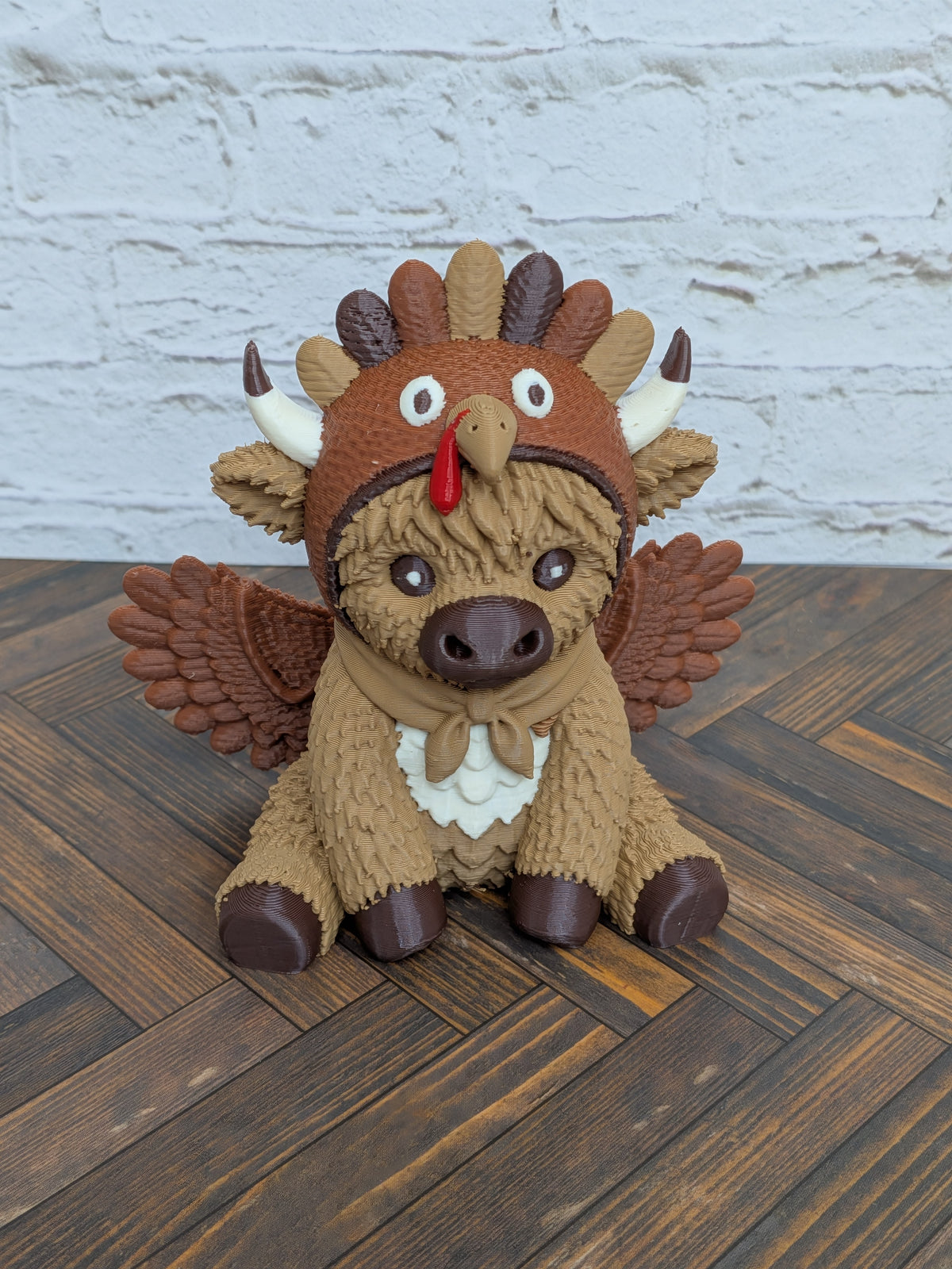 Udderly Thankful Highland Cow Figurines 3D Printed Thanksgiving Turkey & Pumpkin Pie Fall Decor