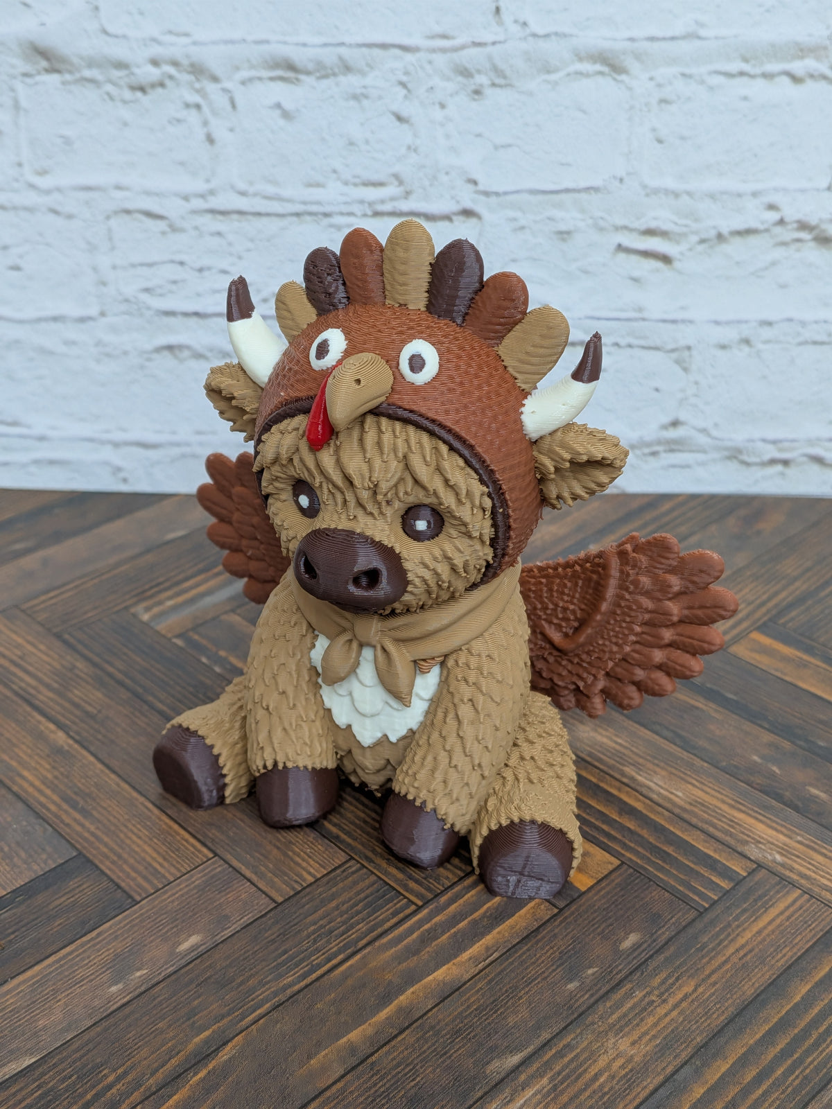 Udderly Thankful Highland Cow Figurines 3D Printed Thanksgiving Turkey & Pumpkin Pie Fall Decor