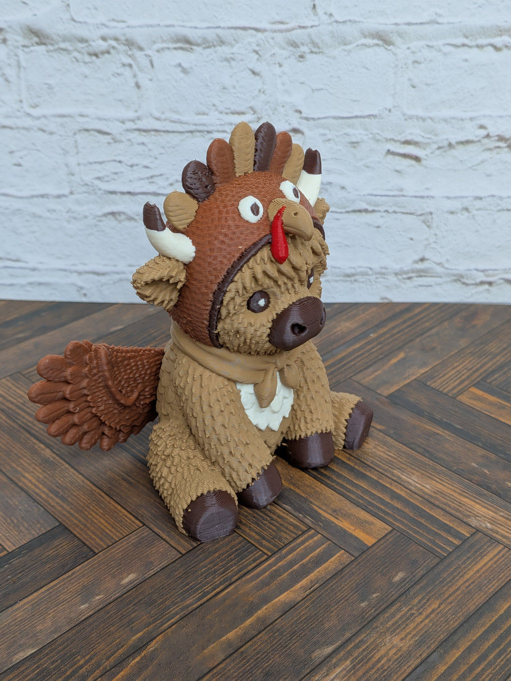Udderly Thankful Highland Cow Figurines 3D Printed Thanksgiving Turkey & Pumpkin Pie Fall Decor