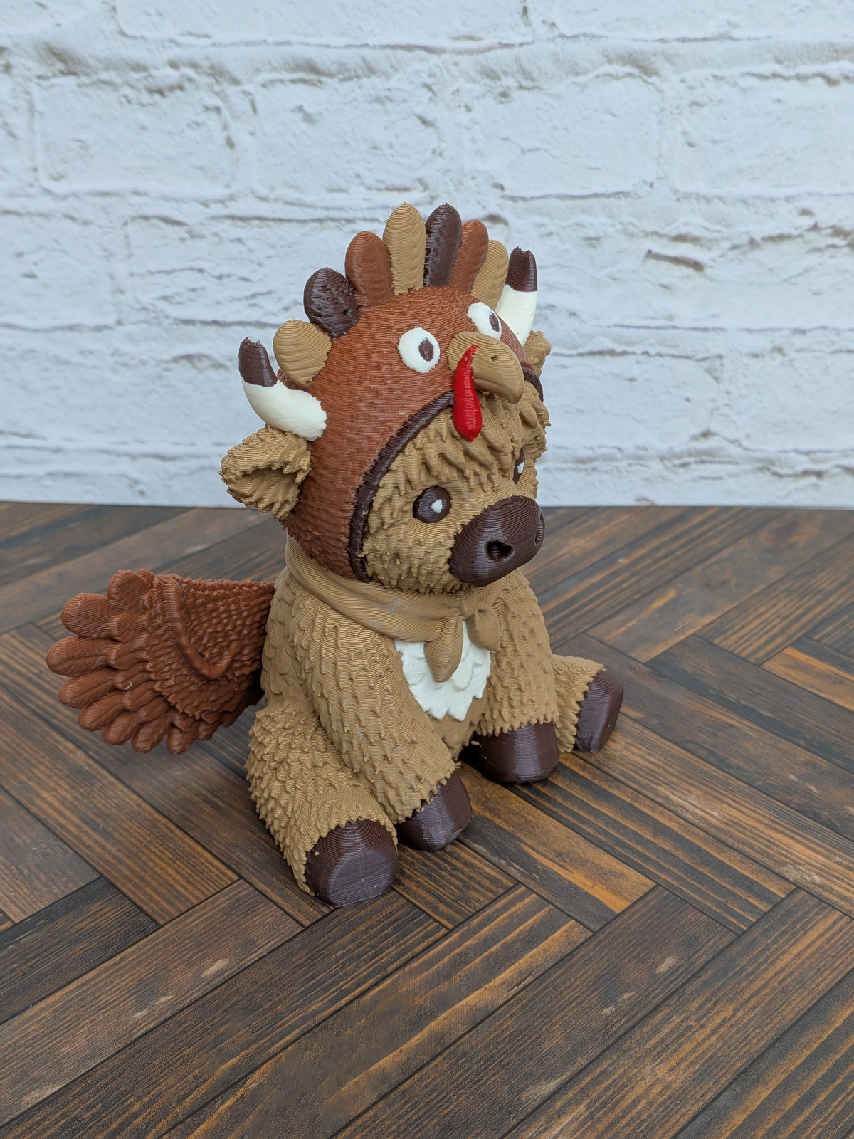 Udderly Thankful Highland Cow Figurines 3D Printed Thanksgiving Turkey & Pumpkin Pie Fall Decor