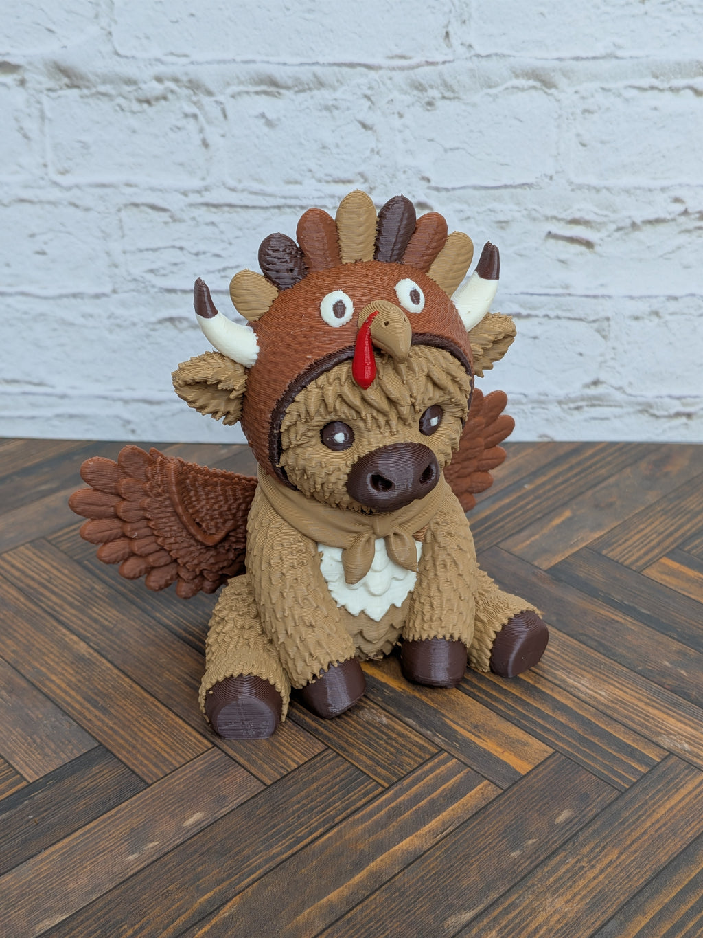 Udderly Thankful Highland Cow Figurines 3D Printed Thanksgiving Turkey & Pumpkin Pie Fall Decor