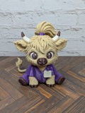 Nurse Highland Cow Figurine 3D Printed Healthcare Scrub Calf Medical Desk Decor Gift