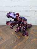 Articulated T-Rex Dinosaur Toy Dual Color Purple Green Flexi Tyrannosaurus 7.5 Inch