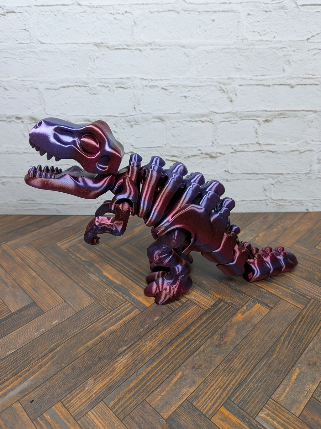 Articulated T-Rex Dinosaur Toy Dual Color Purple Green Flexi Tyrannosaurus 7.5 Inch