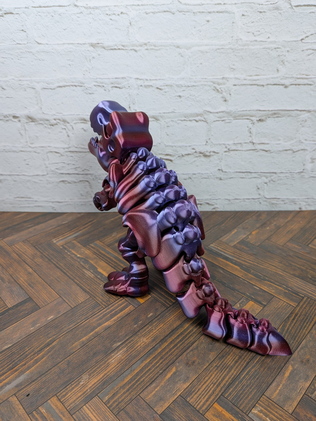 Articulated T-Rex Dinosaur Toy Dual Color Purple Green Flexi Tyrannosaurus 7.5 Inch