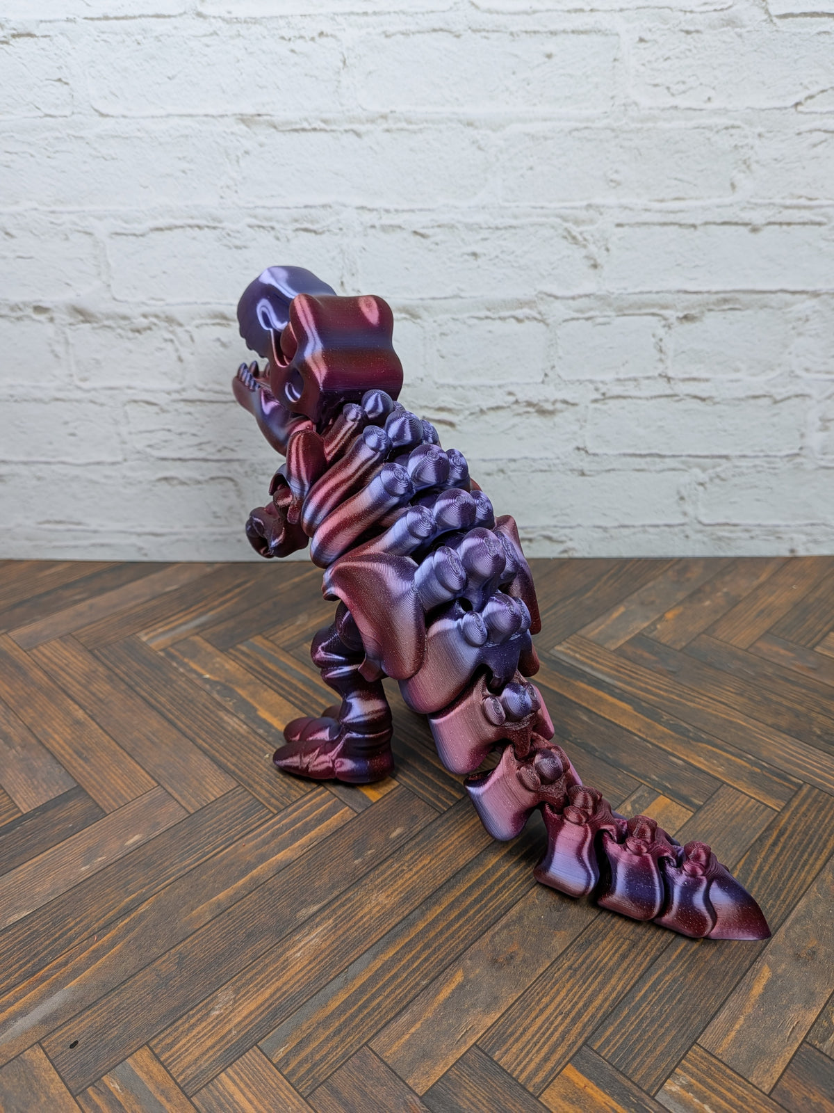 Articulated T-Rex Dinosaur Toy Dual Color Purple Green Flexi Tyrannosaurus 7.5 Inch