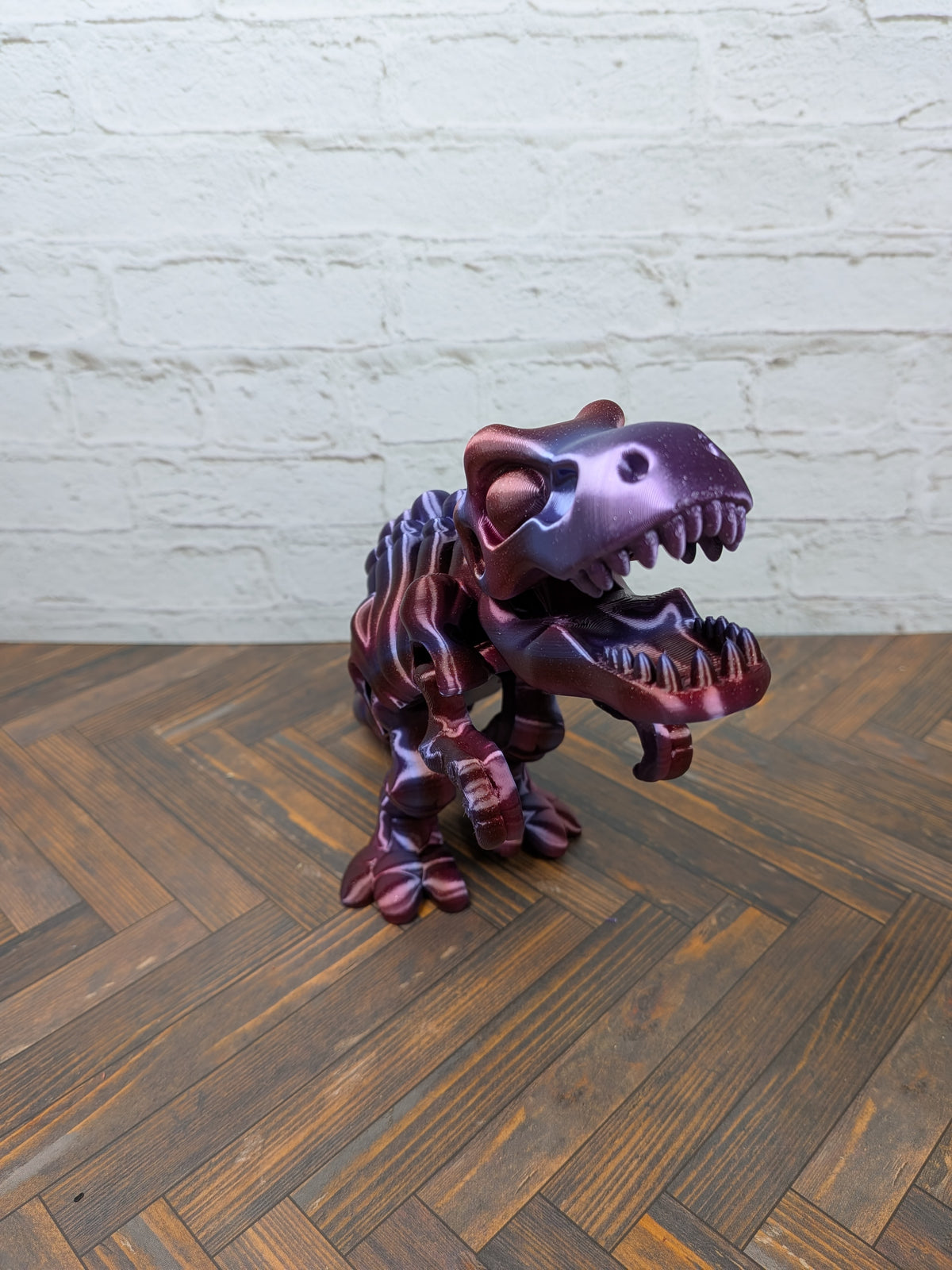 Articulated T-Rex Dinosaur Toy Dual Color Purple Green Flexi Tyrannosaurus 7.5 Inch