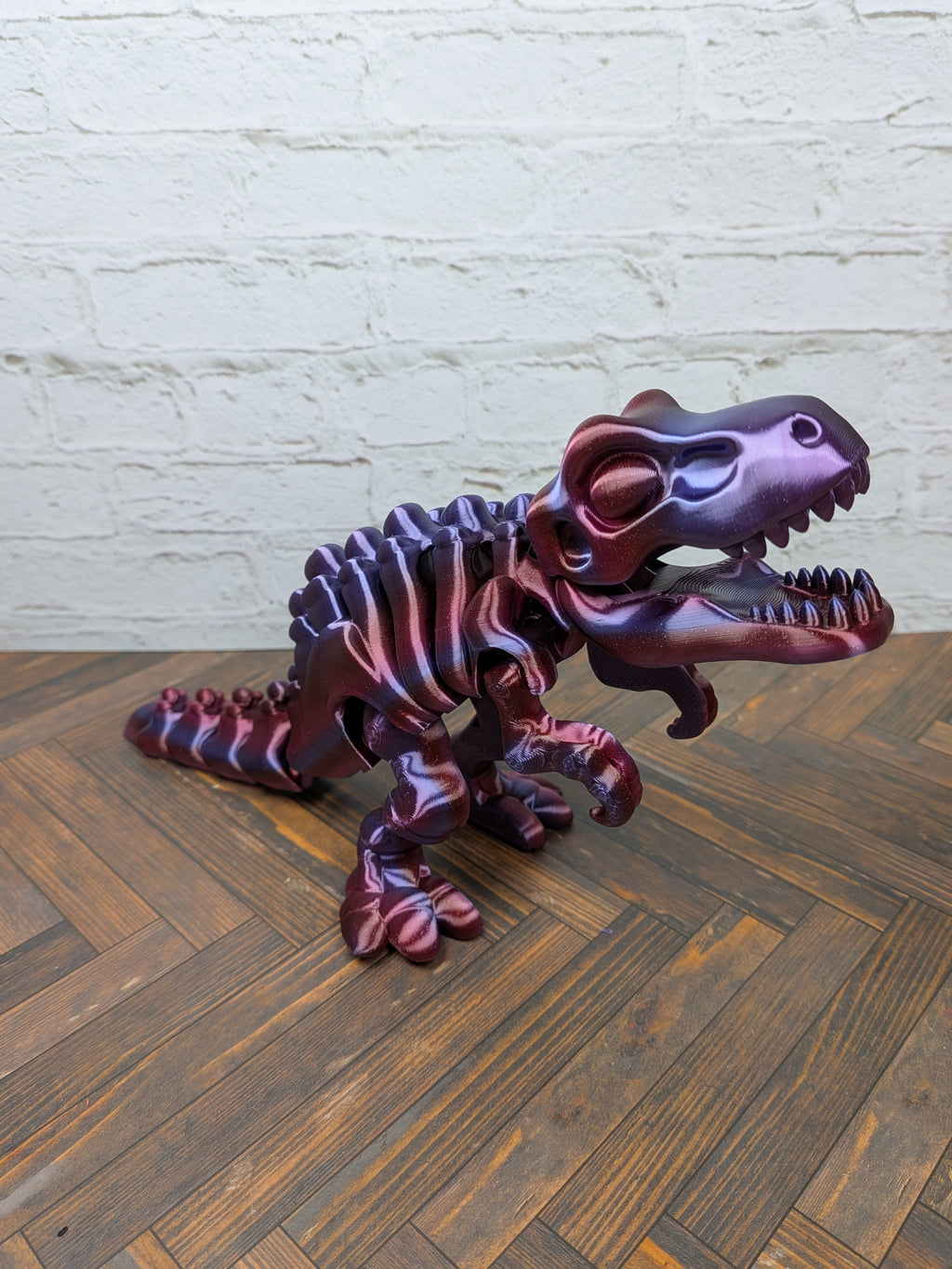 Articulated T-Rex Dinosaur Toy Dual Color Purple Green Flexi Tyrannosaurus 7.5 Inch