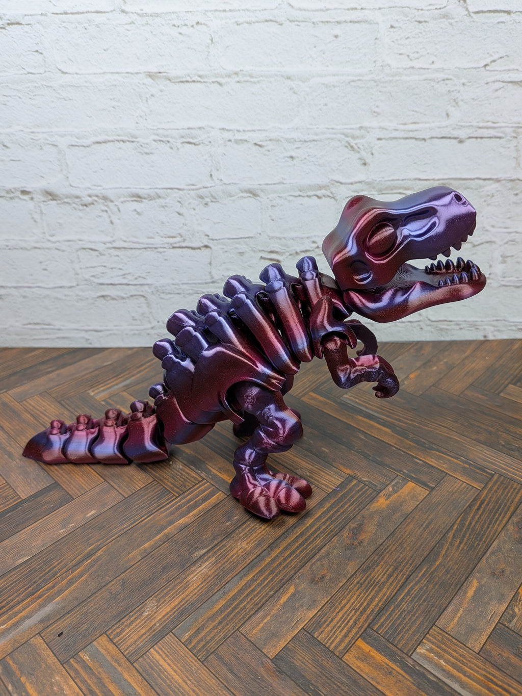 Articulated T-Rex Dinosaur Toy Dual Color Purple Green Flexi Tyrannosaurus 7.5 Inch