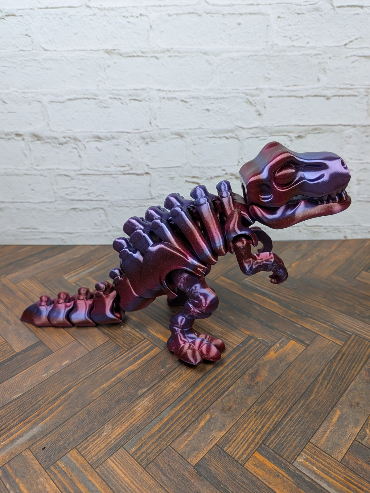 Articulated T-Rex Dinosaur Toy Dual Color Purple Green Flexi Tyrannosaurus 7.5 Inch