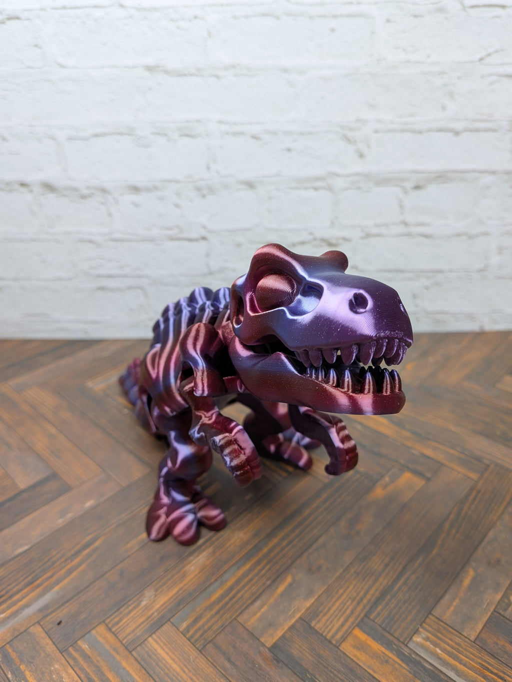Articulated T-Rex Dinosaur Toy Dual Color Purple Green Flexi Tyrannosaurus 7.5 Inch