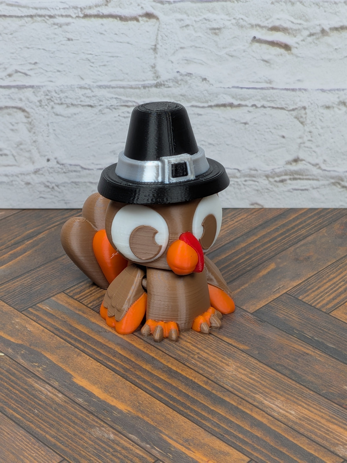 Flexi Turkey Fidget Toy 3D Printed Thanksgiving Desk Pet Pilgrim Hat Decor