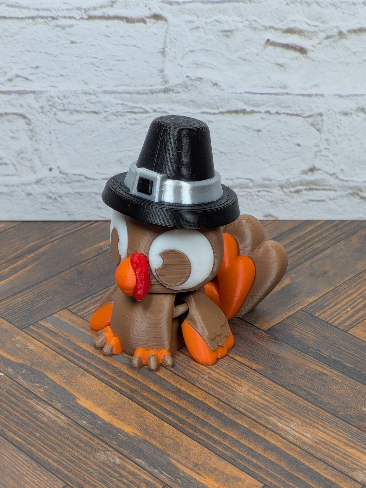 Flexi Turkey Fidget Toy 3D Printed Thanksgiving Desk Pet Pilgrim Hat Decor