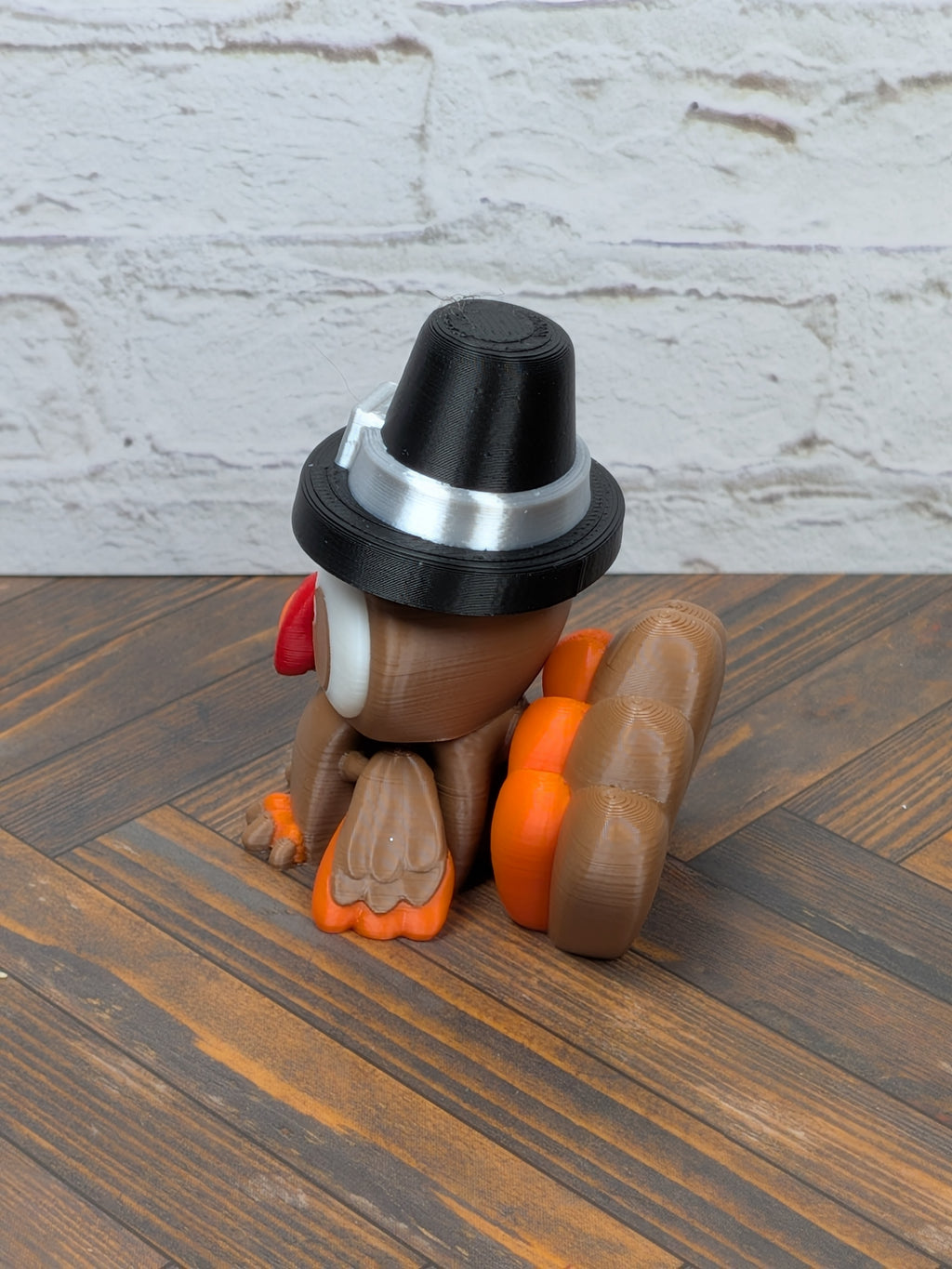 Flexi Turkey Fidget Toy 3D Printed Thanksgiving Desk Pet Pilgrim Hat Decor