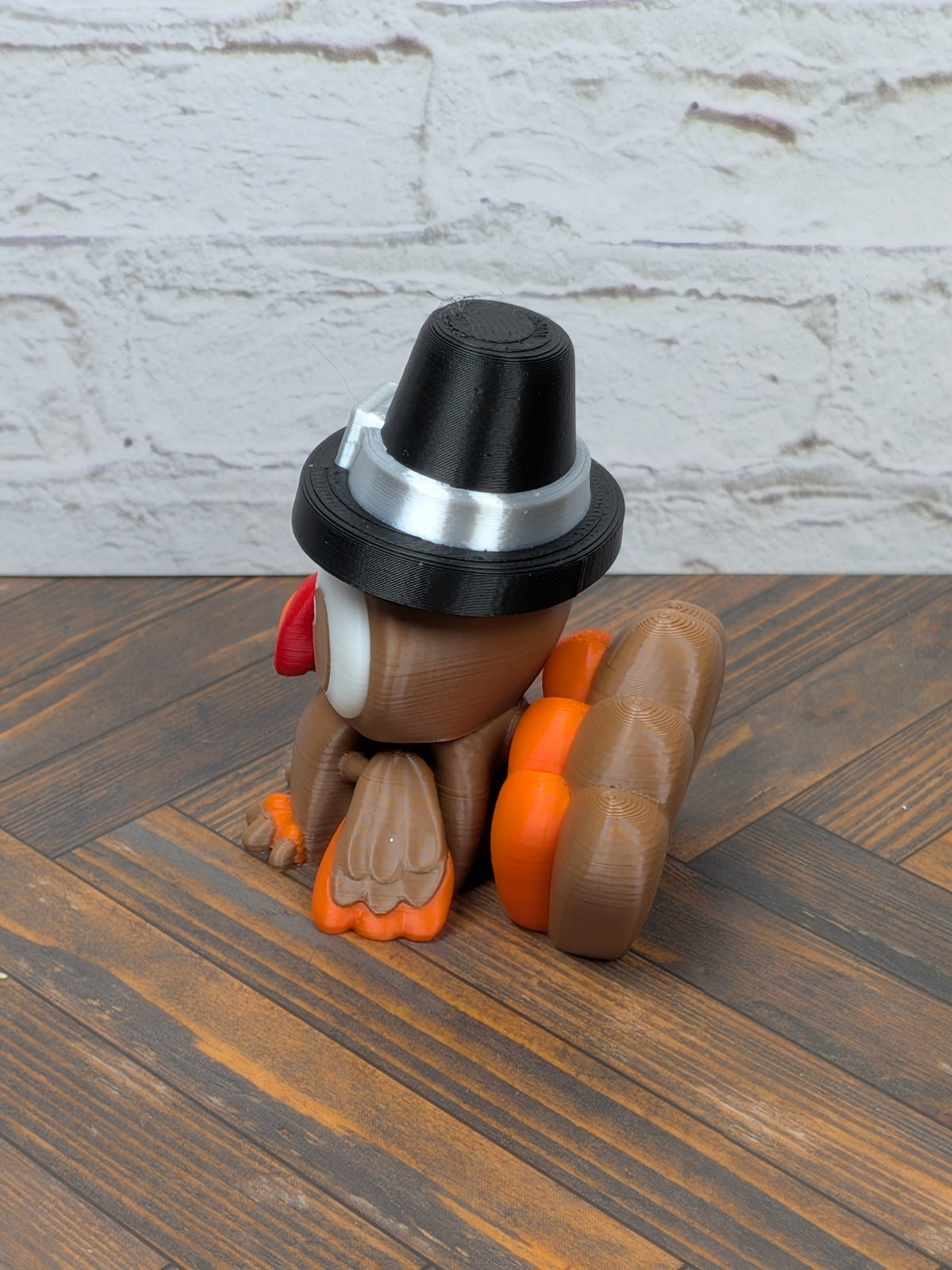 Flexi Turkey Fidget Toy 3D Printed Thanksgiving Desk Pet Pilgrim Hat Decor