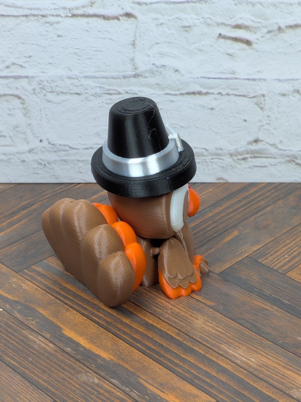 Flexi Turkey Fidget Toy 3D Printed Thanksgiving Desk Pet Pilgrim Hat Decor