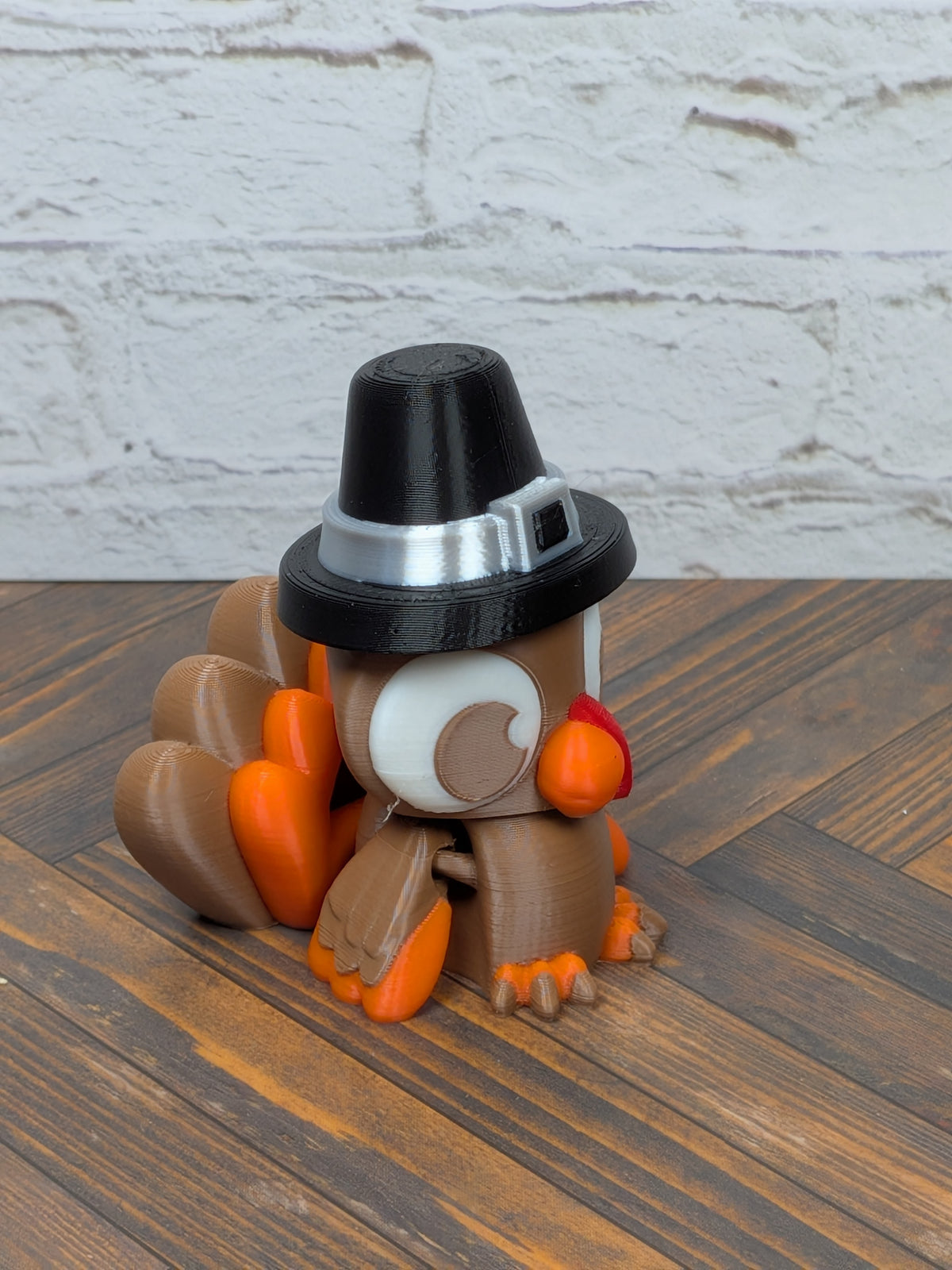 Flexi Turkey Fidget Toy 3D Printed Thanksgiving Desk Pet Pilgrim Hat Decor
