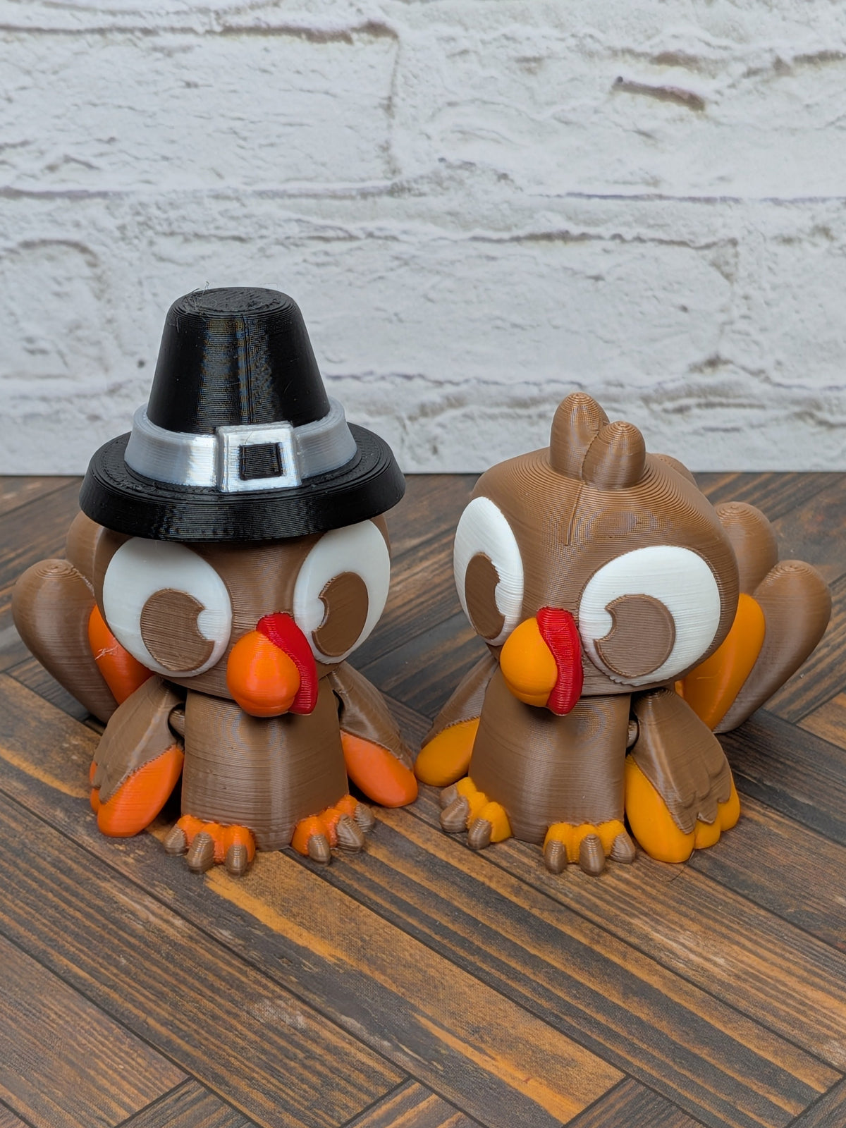 Flexi Turkey Fidget Toy 3D Printed Thanksgiving Desk Pet Pilgrim Hat Decor