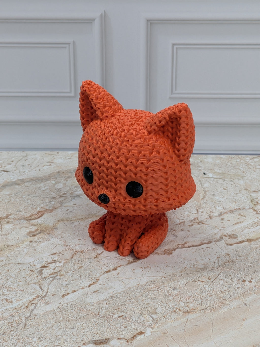 2.75" Faux Crochet Fox Figurine 3D Printed Knit Woodland Desk Pet Autumn Decor