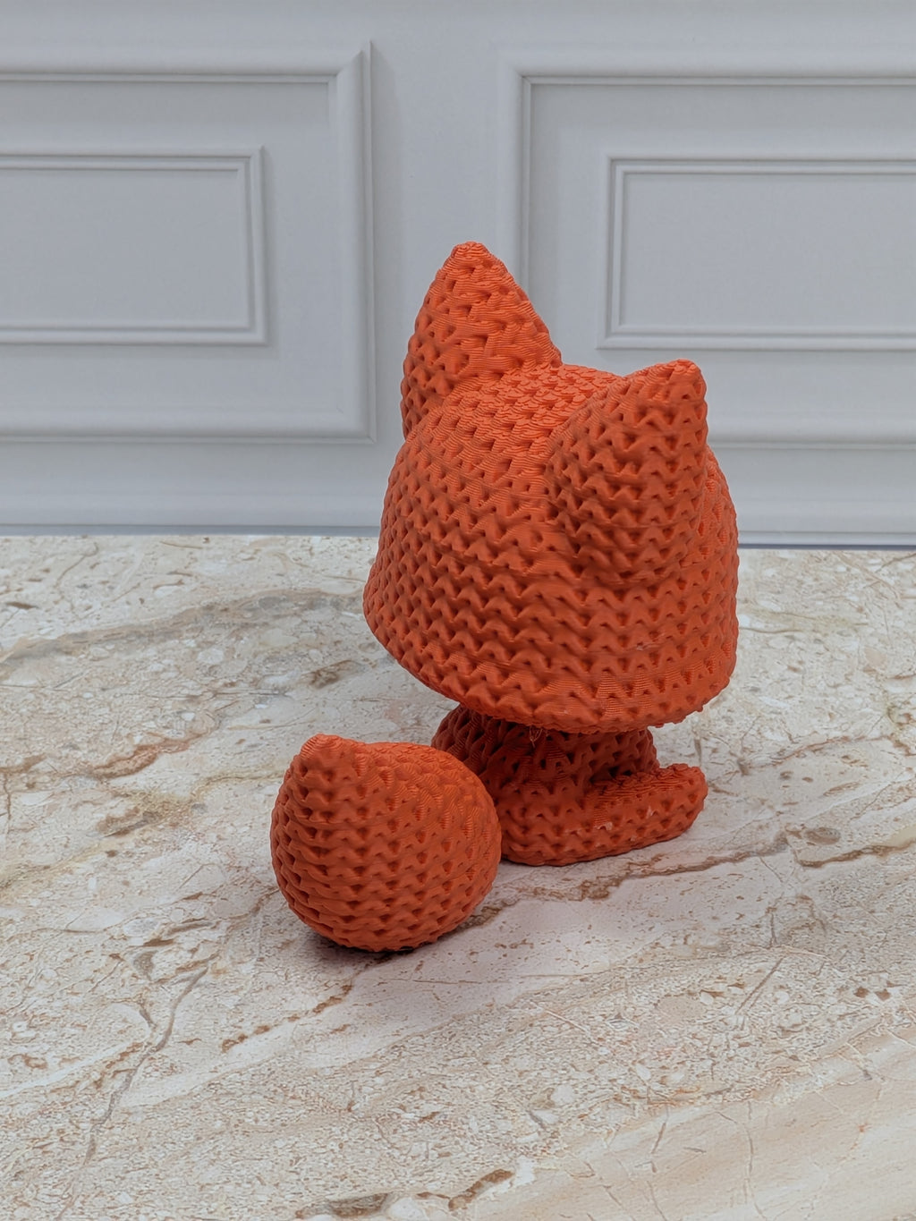 2.75" Faux Crochet Fox Figurine 3D Printed Knit Woodland Desk Pet Autumn Decor
