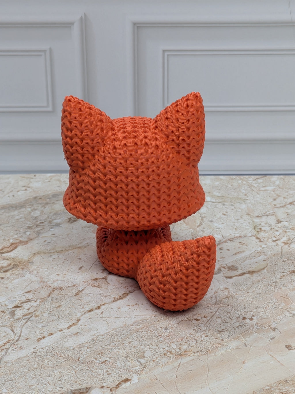 2.75" Faux Crochet Fox Figurine 3D Printed Knit Woodland Desk Pet Autumn Decor