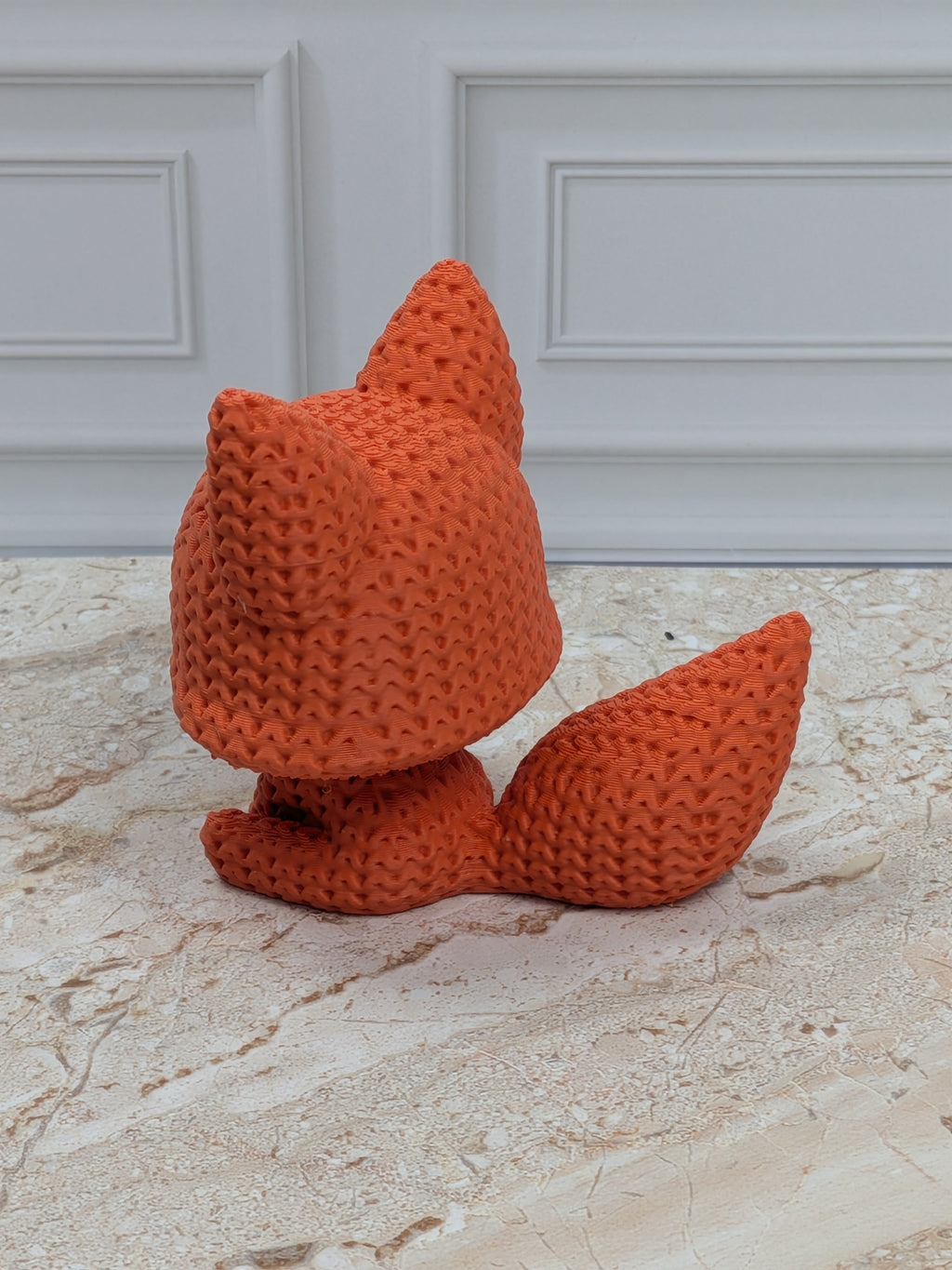 2.75" Faux Crochet Fox Figurine 3D Printed Knit Woodland Desk Pet Autumn Decor