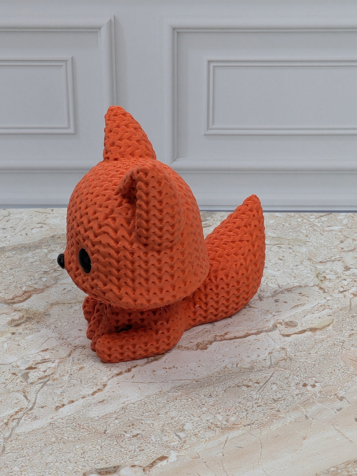 2.75" Faux Crochet Fox Figurine 3D Printed Knit Woodland Desk Pet Autumn Decor