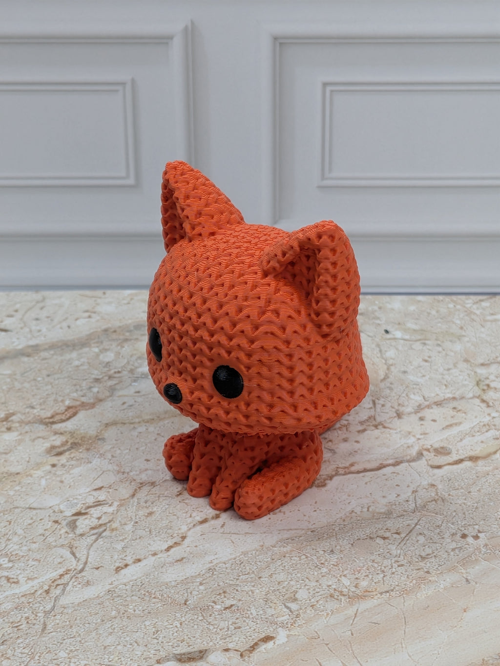 2.75" Faux Crochet Fox Figurine 3D Printed Knit Woodland Desk Pet Autumn Decor